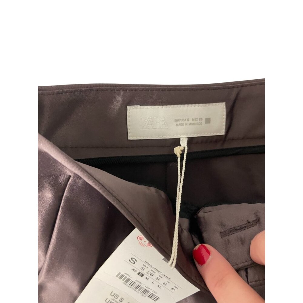 Zara Satin Wide-Leg Trousers in Chocolate Brown - Picture 7 of 16